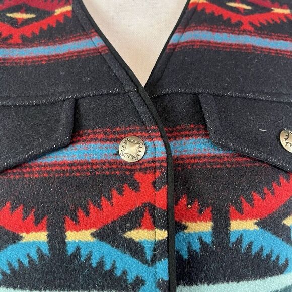 Pendleton Southwest Aztec Blanket Vest size Women Small Red Teal Wool Western - Picture 4 of 9